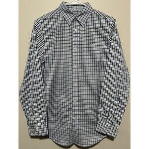 Class Club Men’s cotton plaid Button Down dress shirt blue & white Size 16